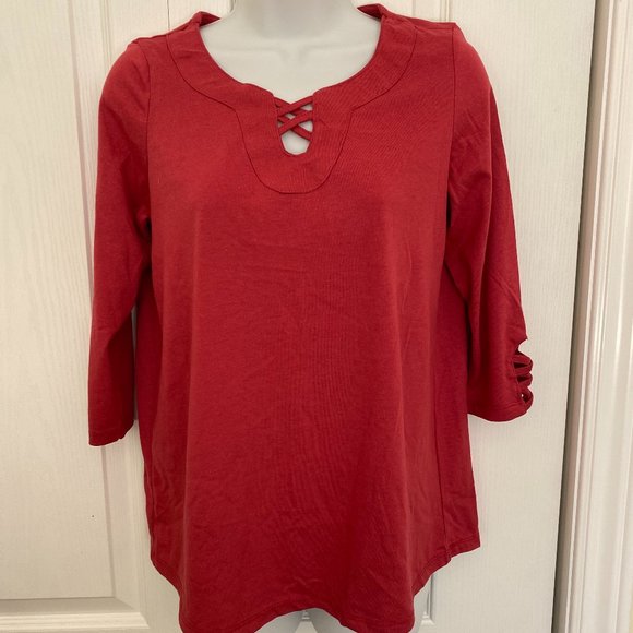 Casual v-neck ¾ length sleeve t-shirt, Classic Editions brand - Picture 1 of 11